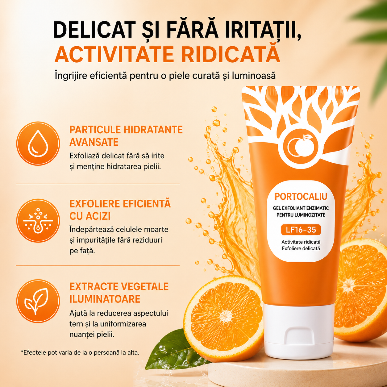 Gel Exfoliant cu Enzime de Portocală